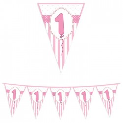 Banderina 1 compleanno rosa