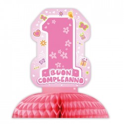 Centrotavola 1 compleanno rosa