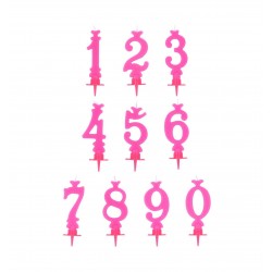 Candela numerale rosa 10cm.