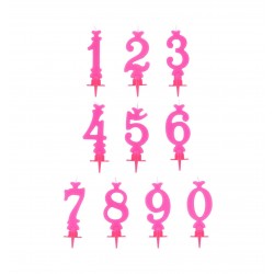 Candela numerale rosa 10cm.