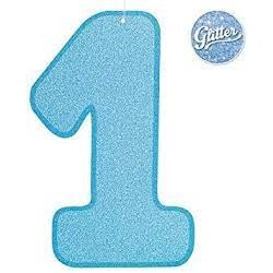 NUMERO 1 GLITTER AZZURRO