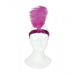 HEADBAND WITH FEATHER ROSSO